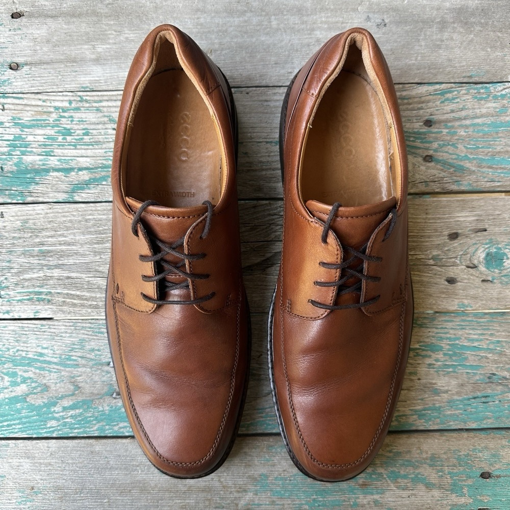 Ecco Holton Apron Toe Men's Size 13 US Brown Leather Lace Up Oxfords Dress Shoes